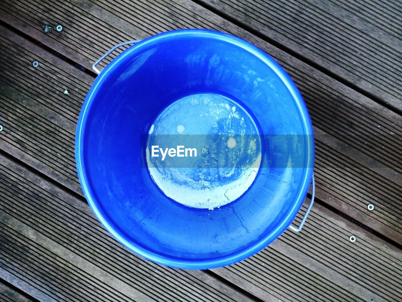 High angle view of empty bucket
