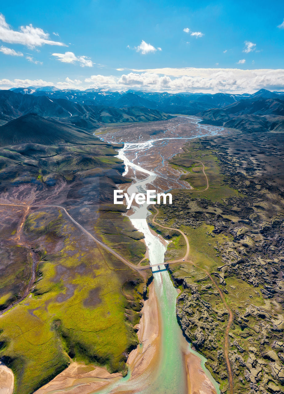 Aerial view of landscape against sky