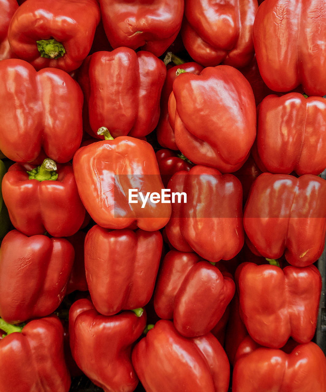 FULL FRAME SHOT OF BELL PEPPERS AT MARKET