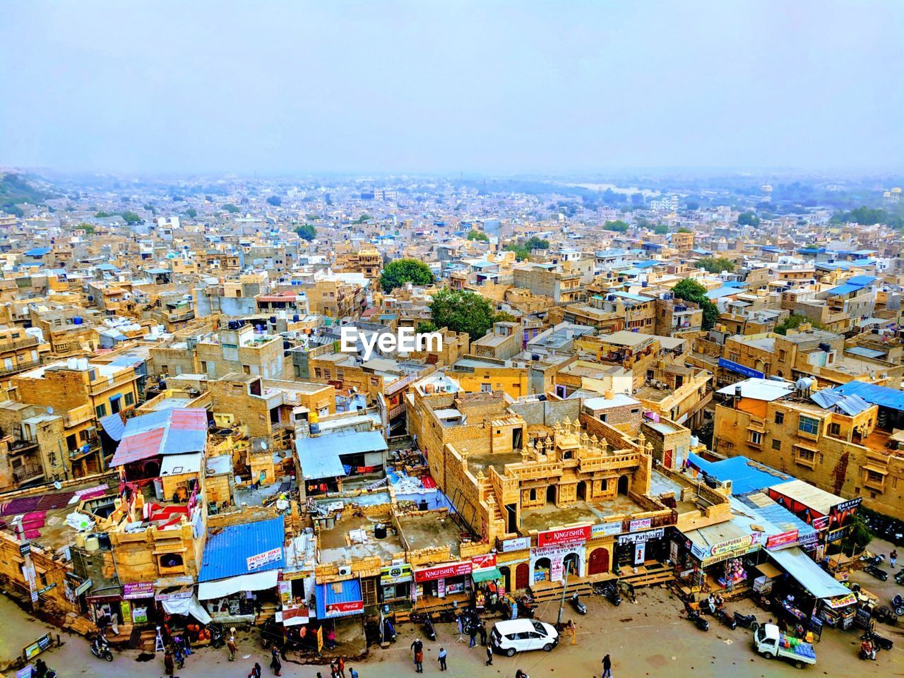 High angle view of buildings in city