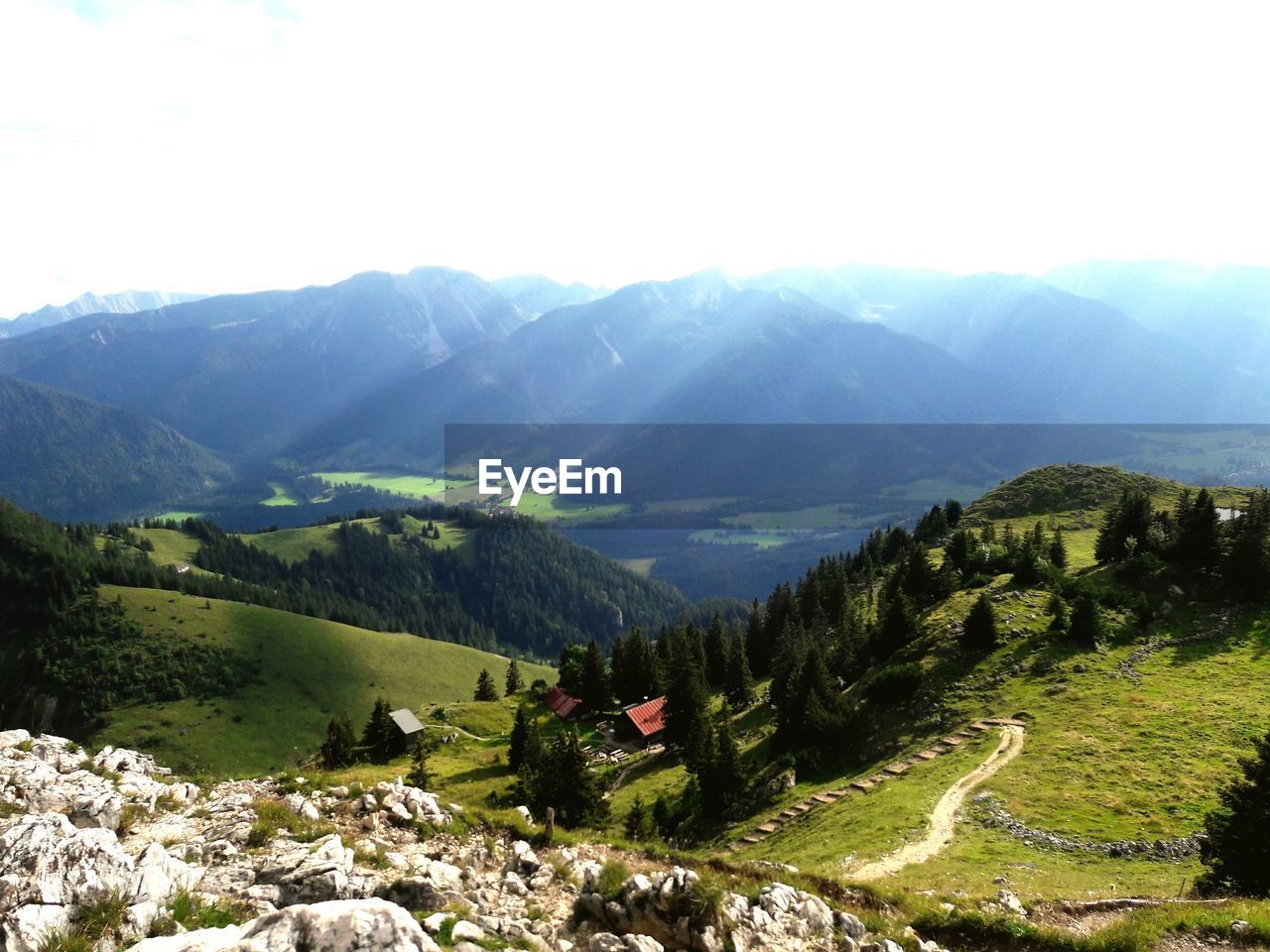 High angle view of mountain range