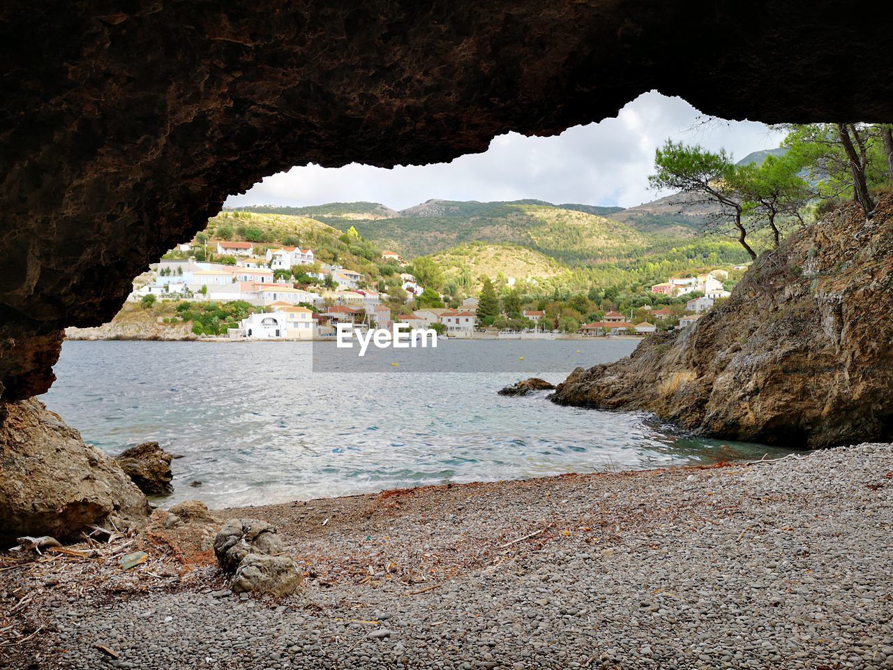 Scenic view of sea and rock formation