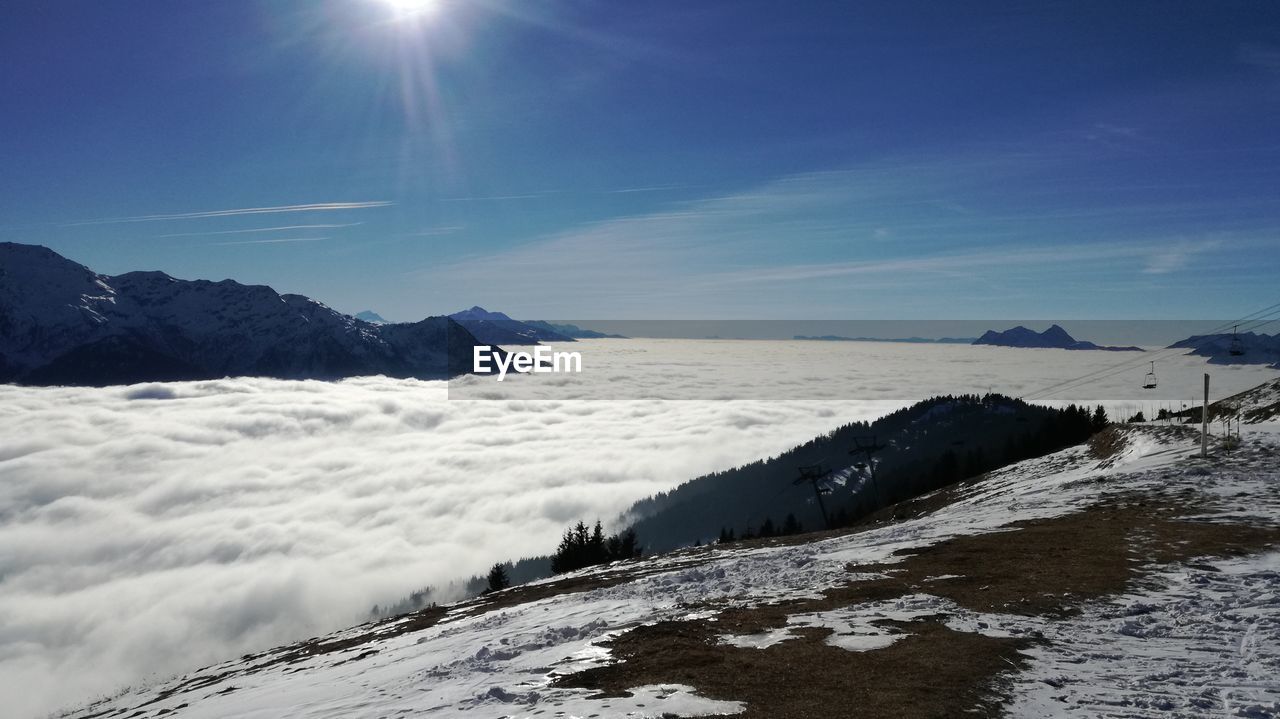 SCENIC VIEW OF SNOW LANDSCAPE AGAINST SKY AT NIGHT