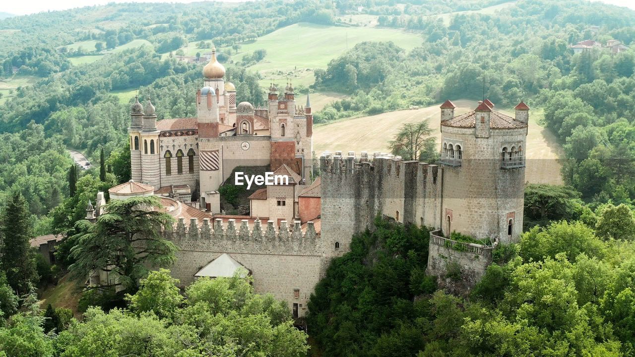 high angle view of historic building