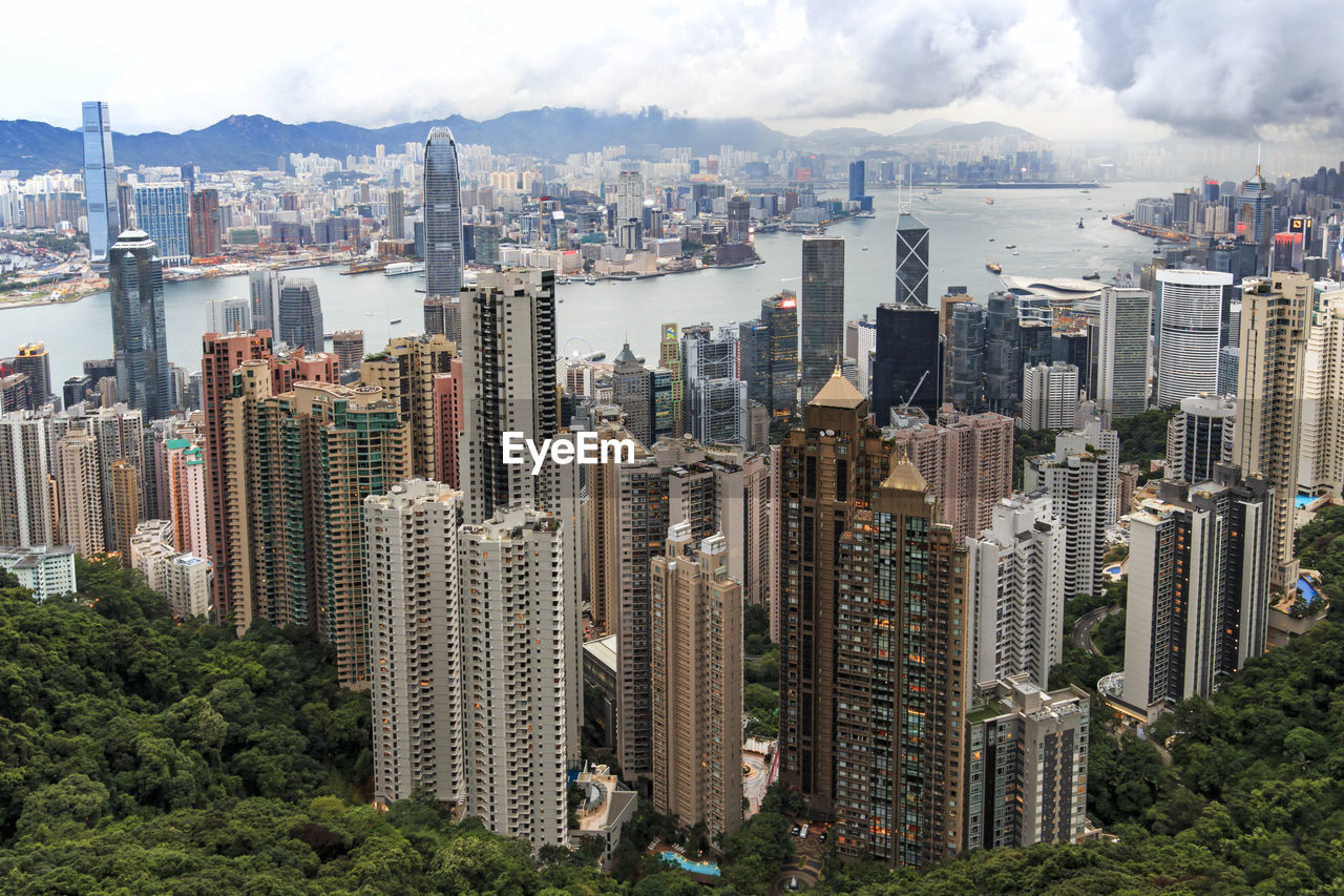 Two international finance center in city seen from victoria peak