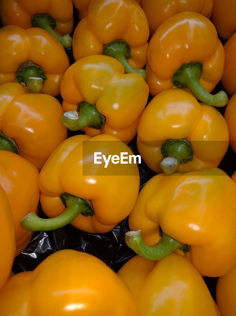 Full frame of bell peppers in market