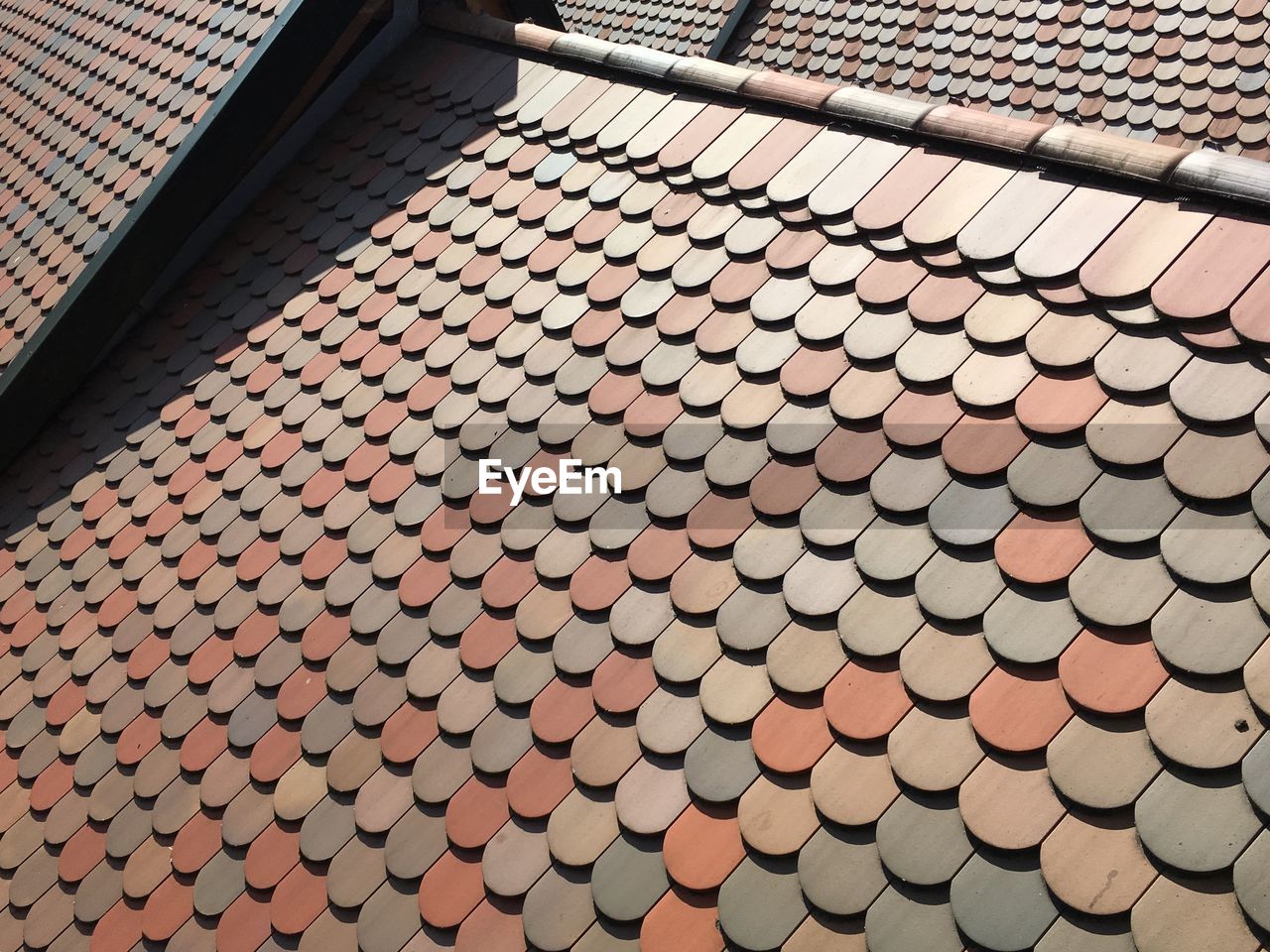 Full frame shot of roof tiles in building