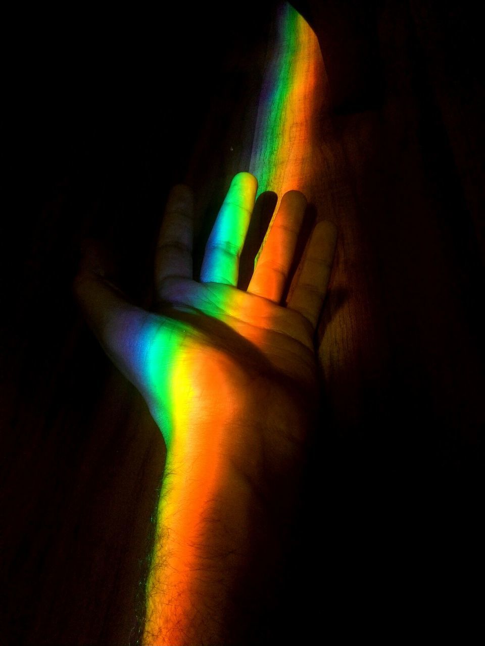 Colorful lights on hand