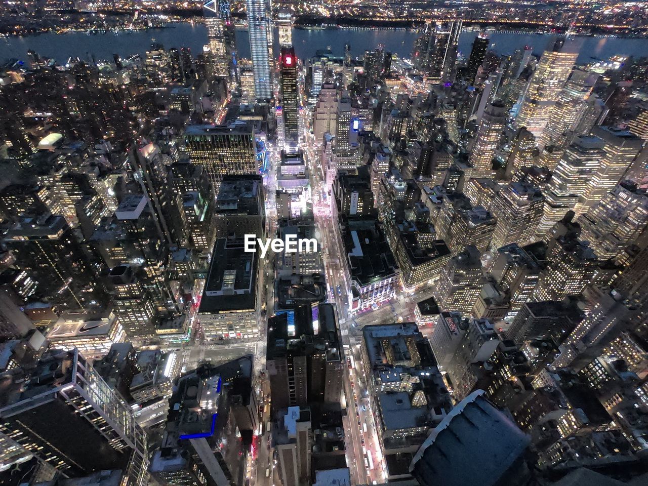 High angle view of city buildings of new york