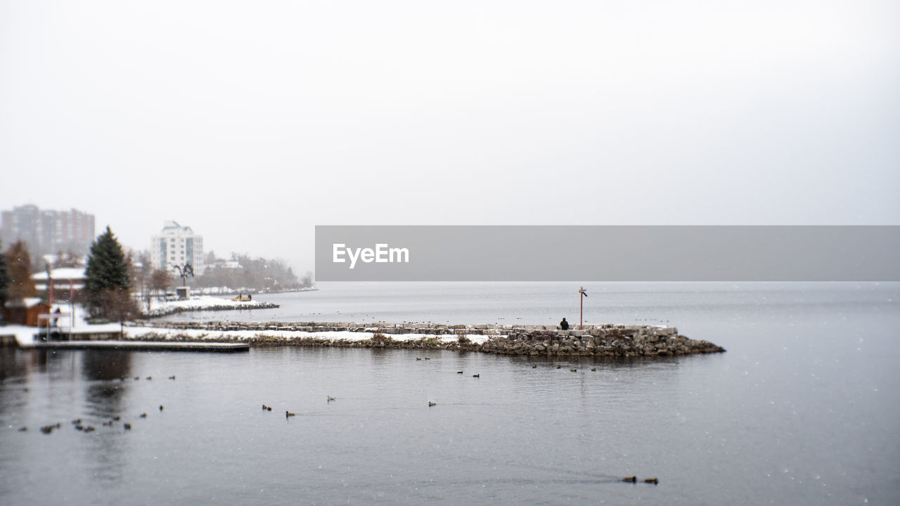 SCENIC VIEW OF SEA AGAINST SKY DURING FOGGY WEATHER