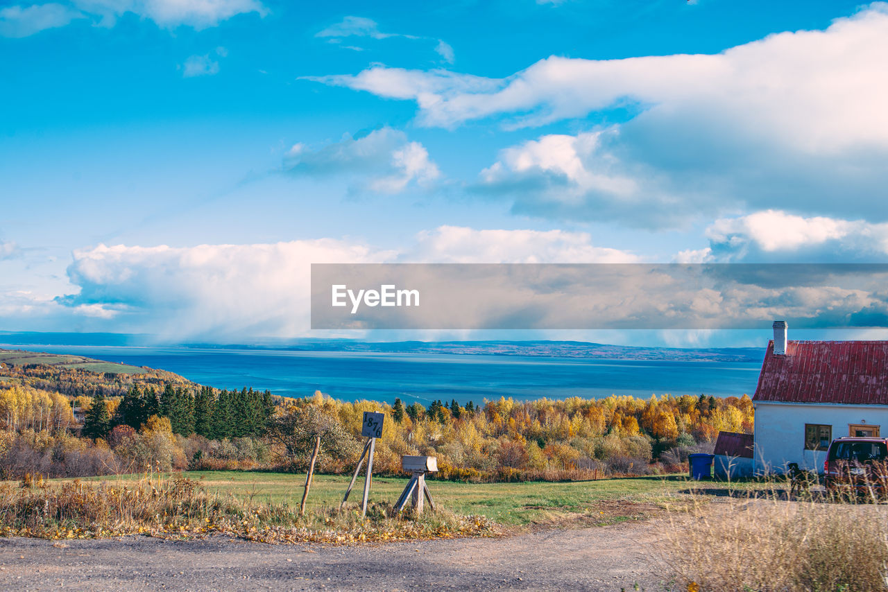 Scenic view of field against sky in the charlevoix region in canada