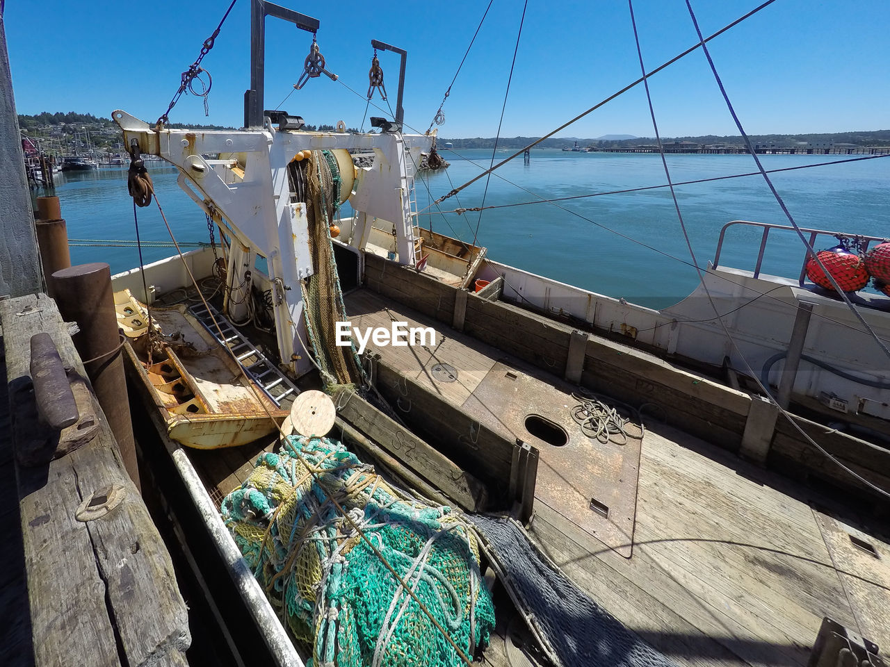 High angle view of fishing boat