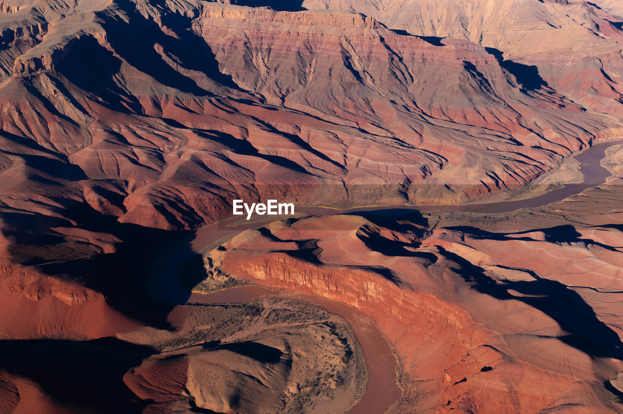 Panoramic aerial vision from helicopter to the grand canyon of the colorado