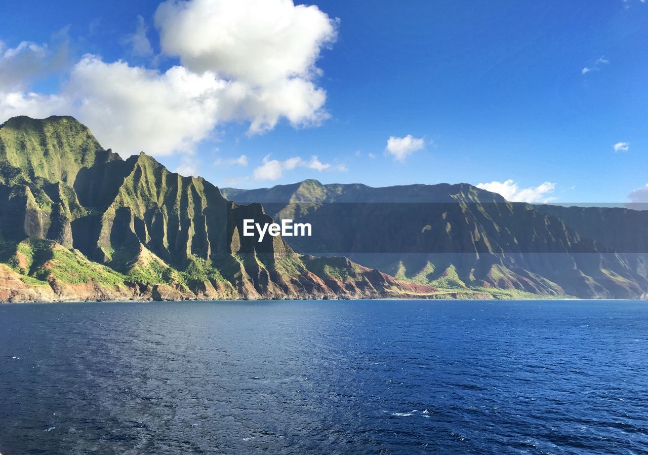 Scenic view of sea against cloudy sky