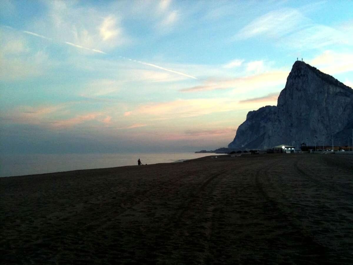 Wide beach at sunset