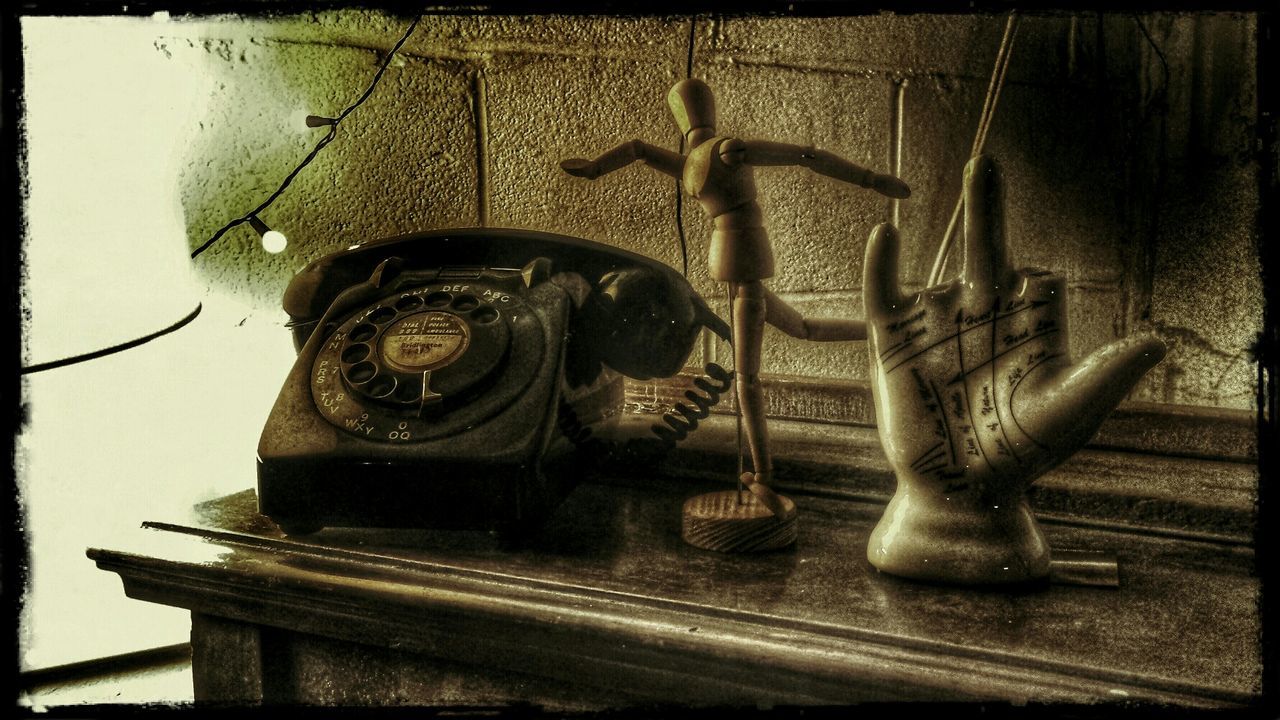 Old fashioned telephone and decorations