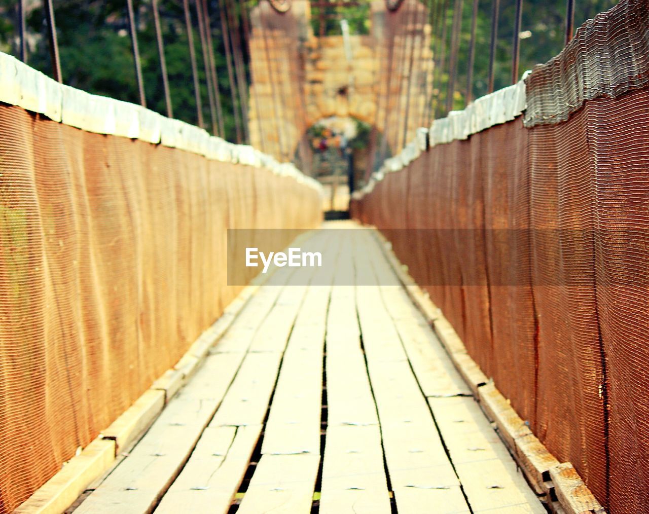 Close-up of wooden footbridge