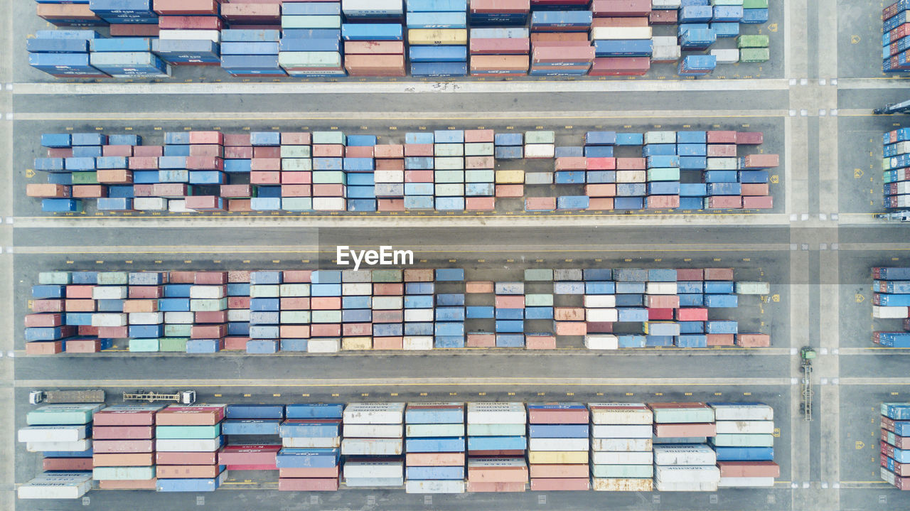 Aerial view of cargo container at port