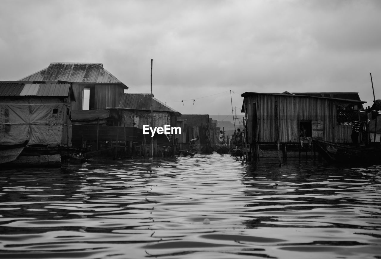 Floating houses in a slum in lagos