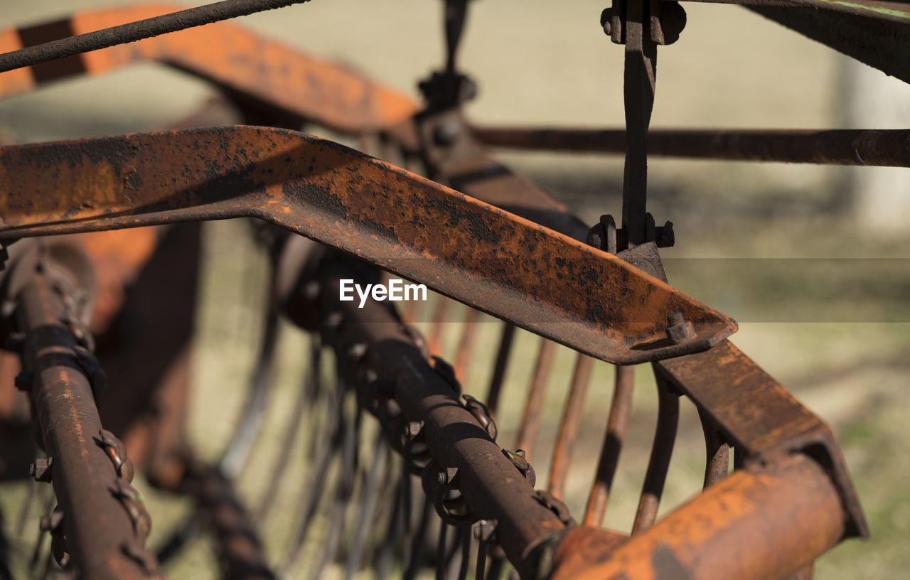 Close-up of farm machinery