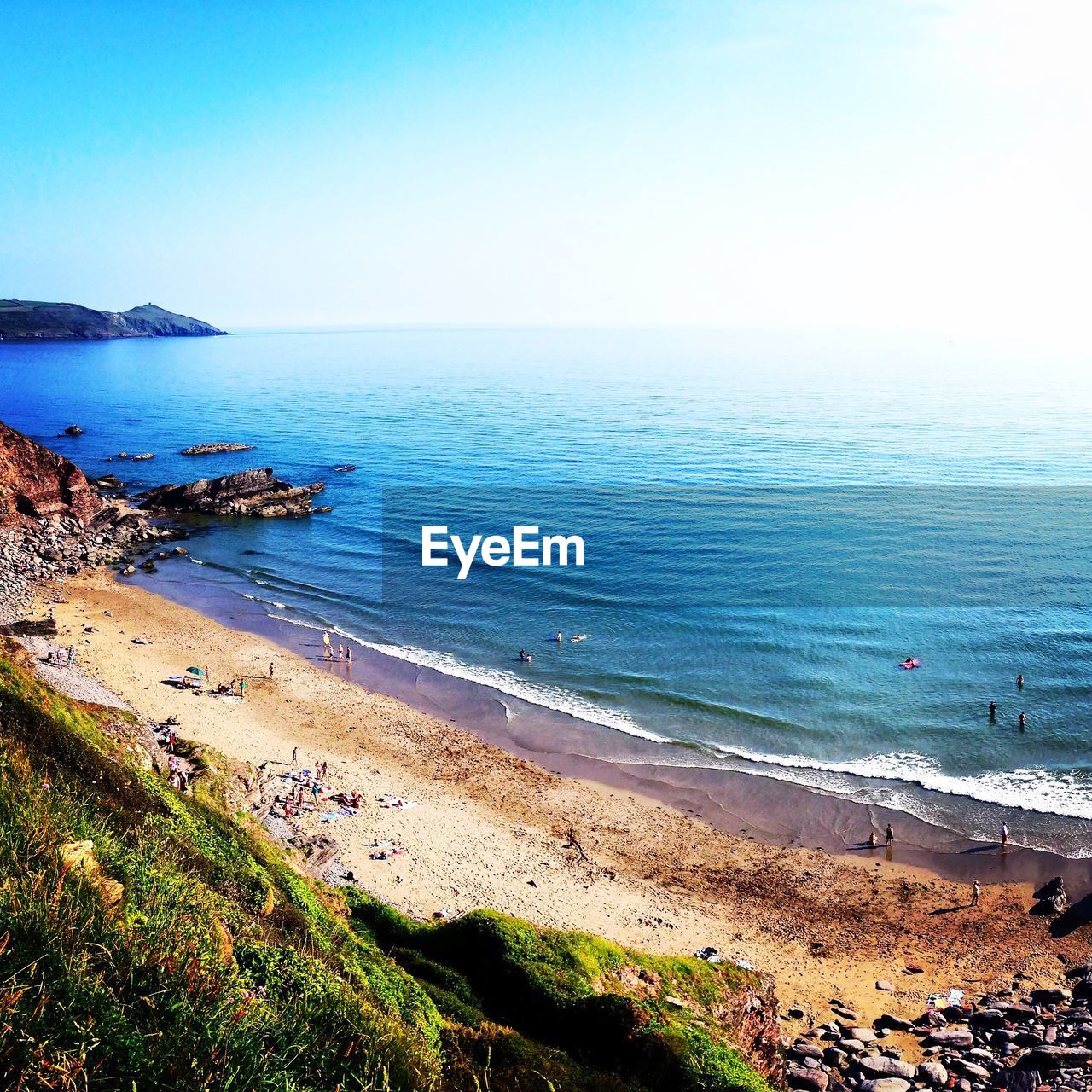 Scenic view of sea against clear sky