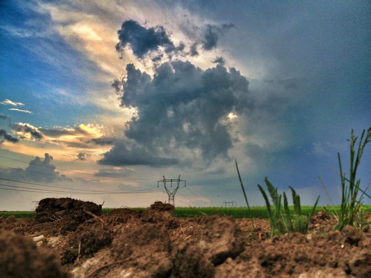 Countryside landscape against the cloudy sky