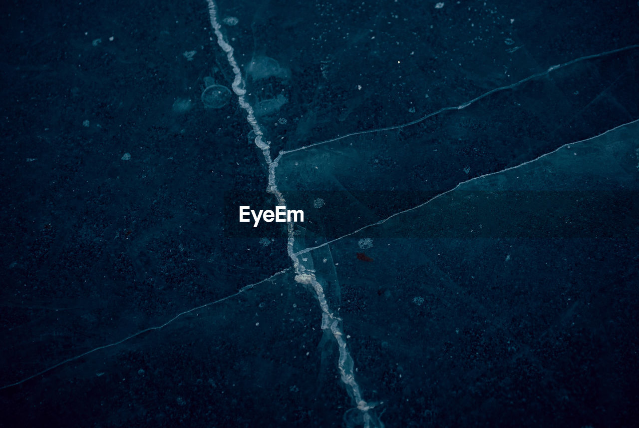 Aerial view of blue sea ice frozen 