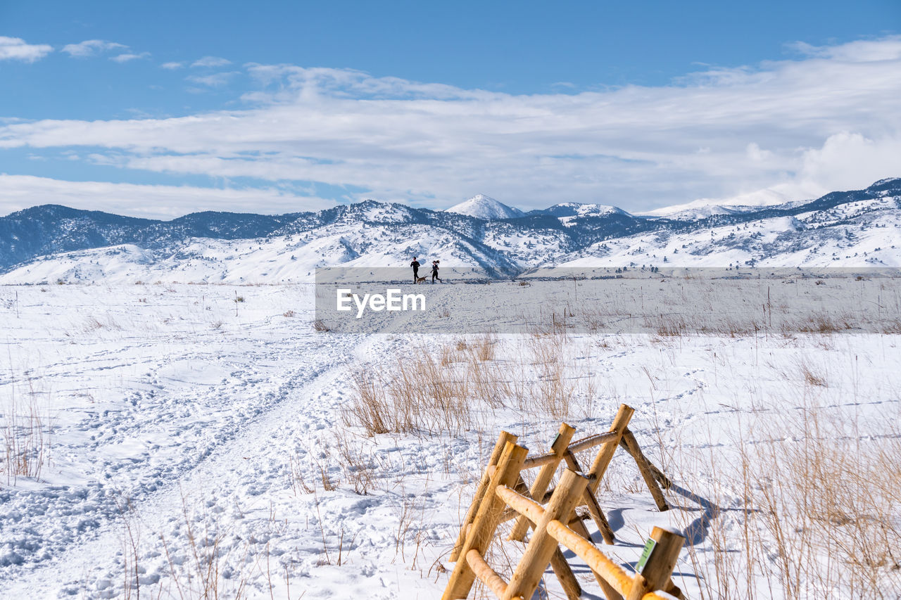 SNOW COVERED LANDSCAPE AGAINST SKY