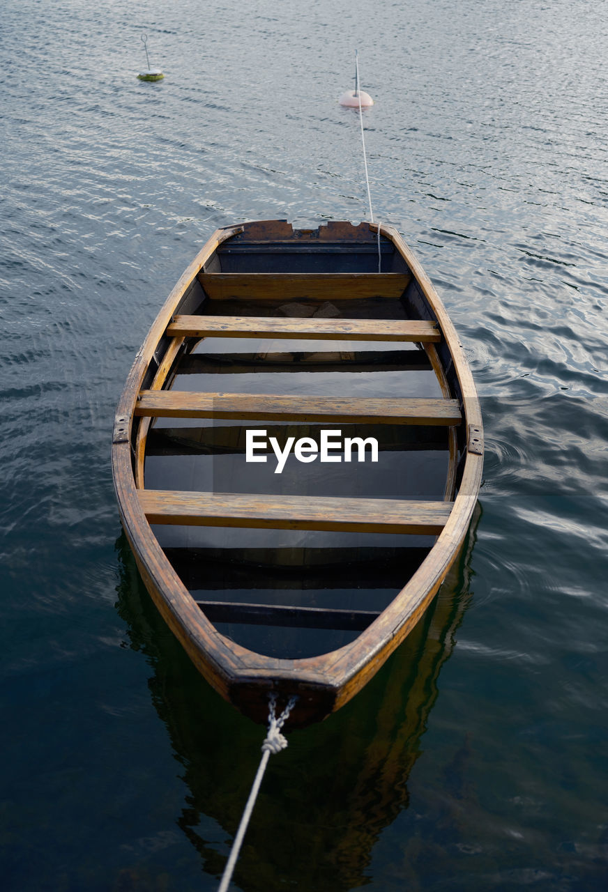 high angle view of boat on lake