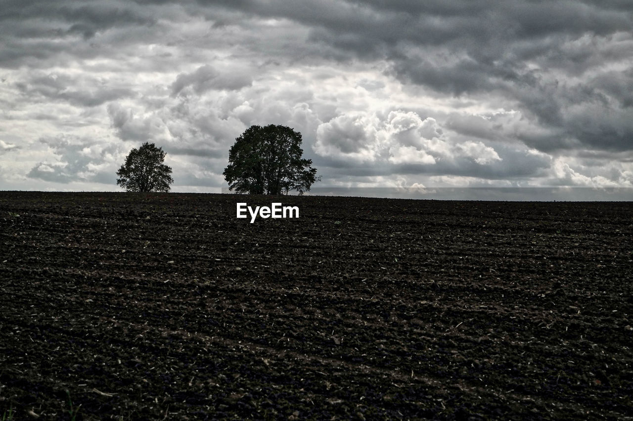 Scenic view of landscape against cloudy sky