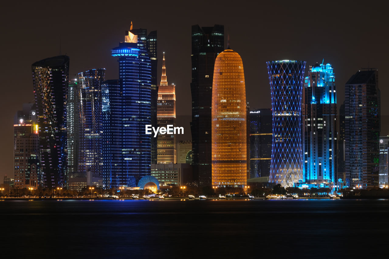 Doha city at night, qatar