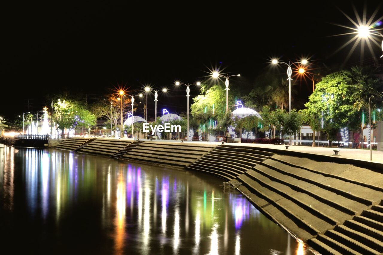 ILLUMINATED BRIDGE AT NIGHT