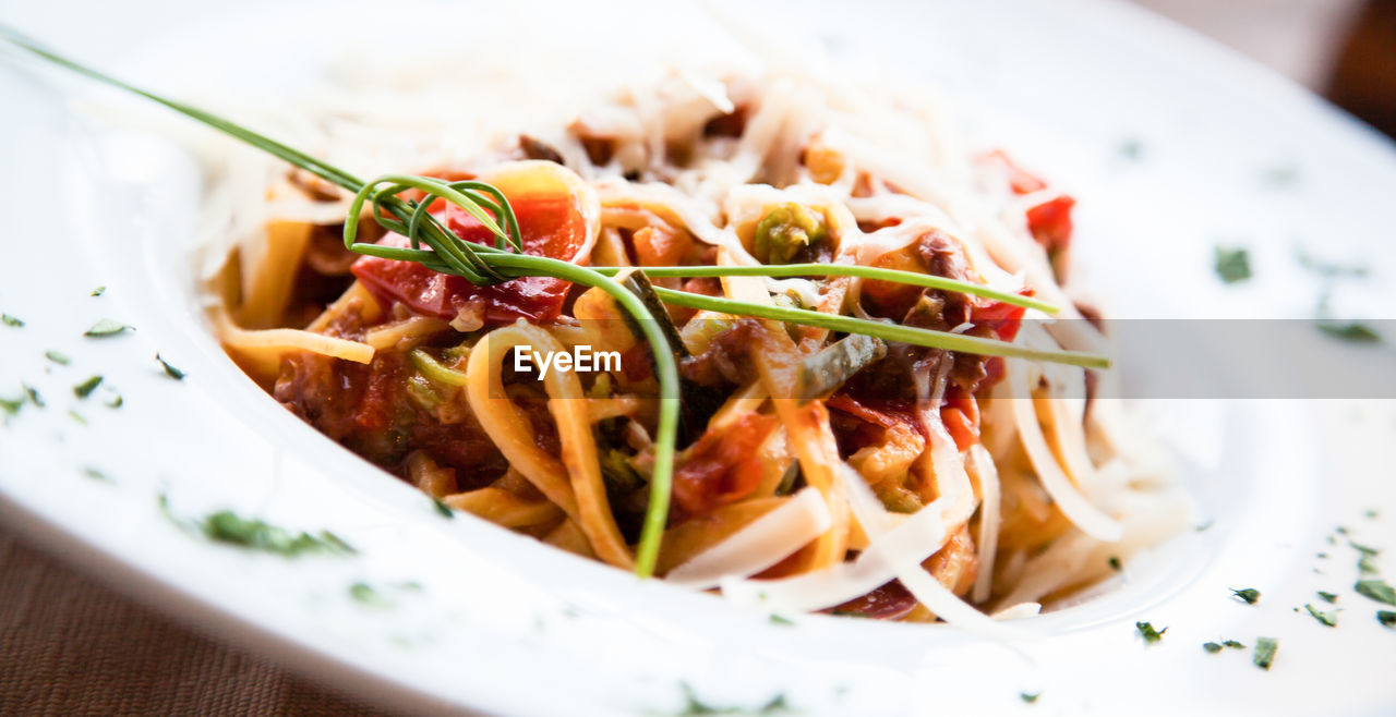 Close-up of noodles in bowl