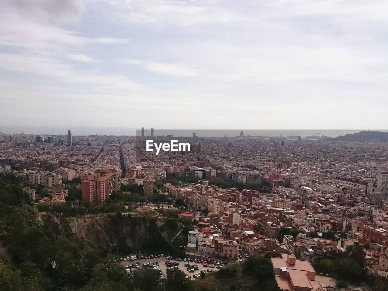 High angle view of cityscape against sky