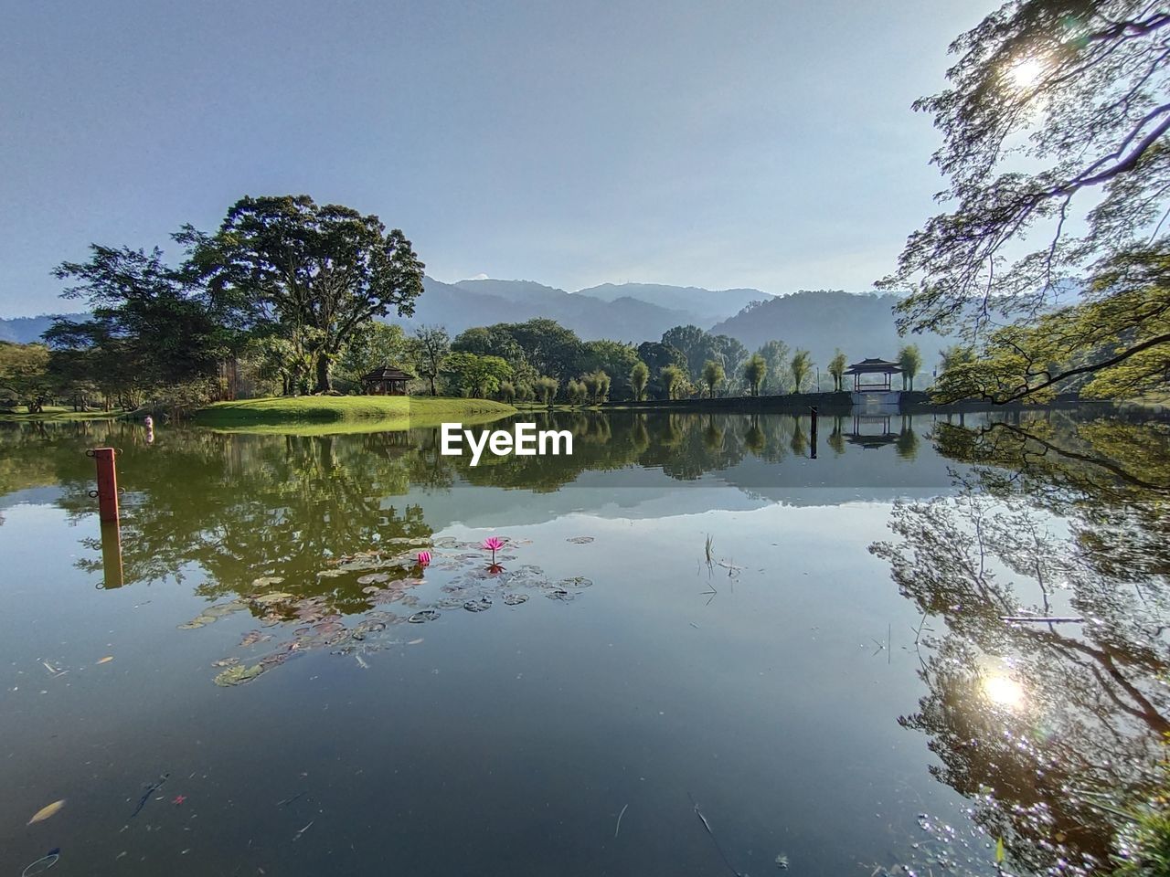 Scenic view of lake against sky