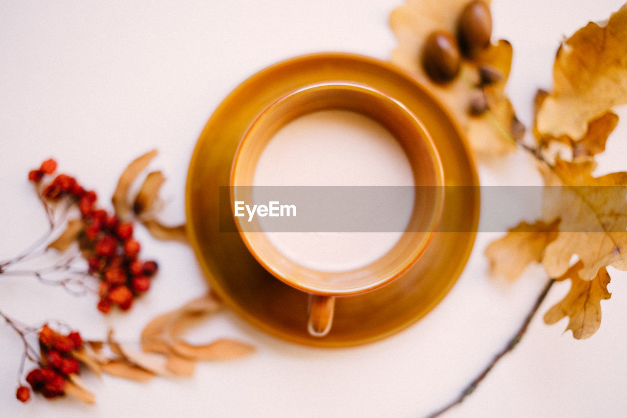 HIGH ANGLE VIEW OF TEA ON TABLE