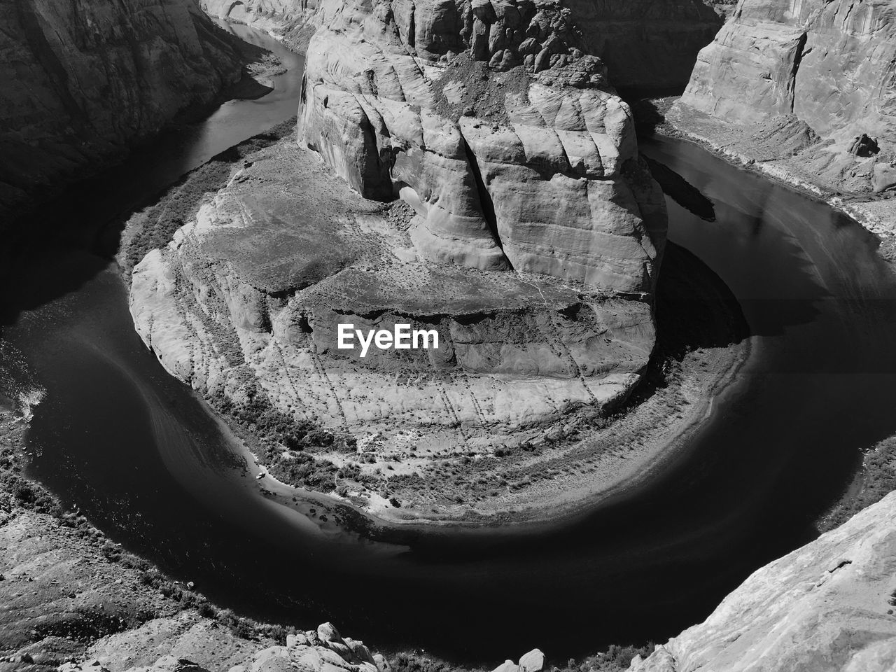 High angle view of horseshoe bend