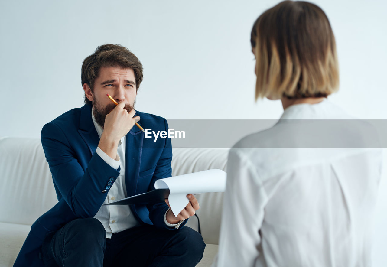 Woman sitting at job interview