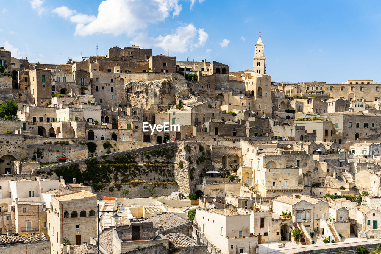 Panoramic view of the historic district of sasso caveoso in matera, basilicata, italy