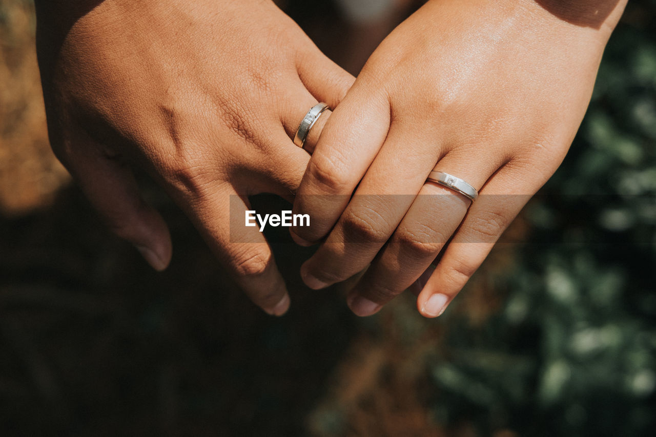 Cropped image of lesbian couple wearing rings