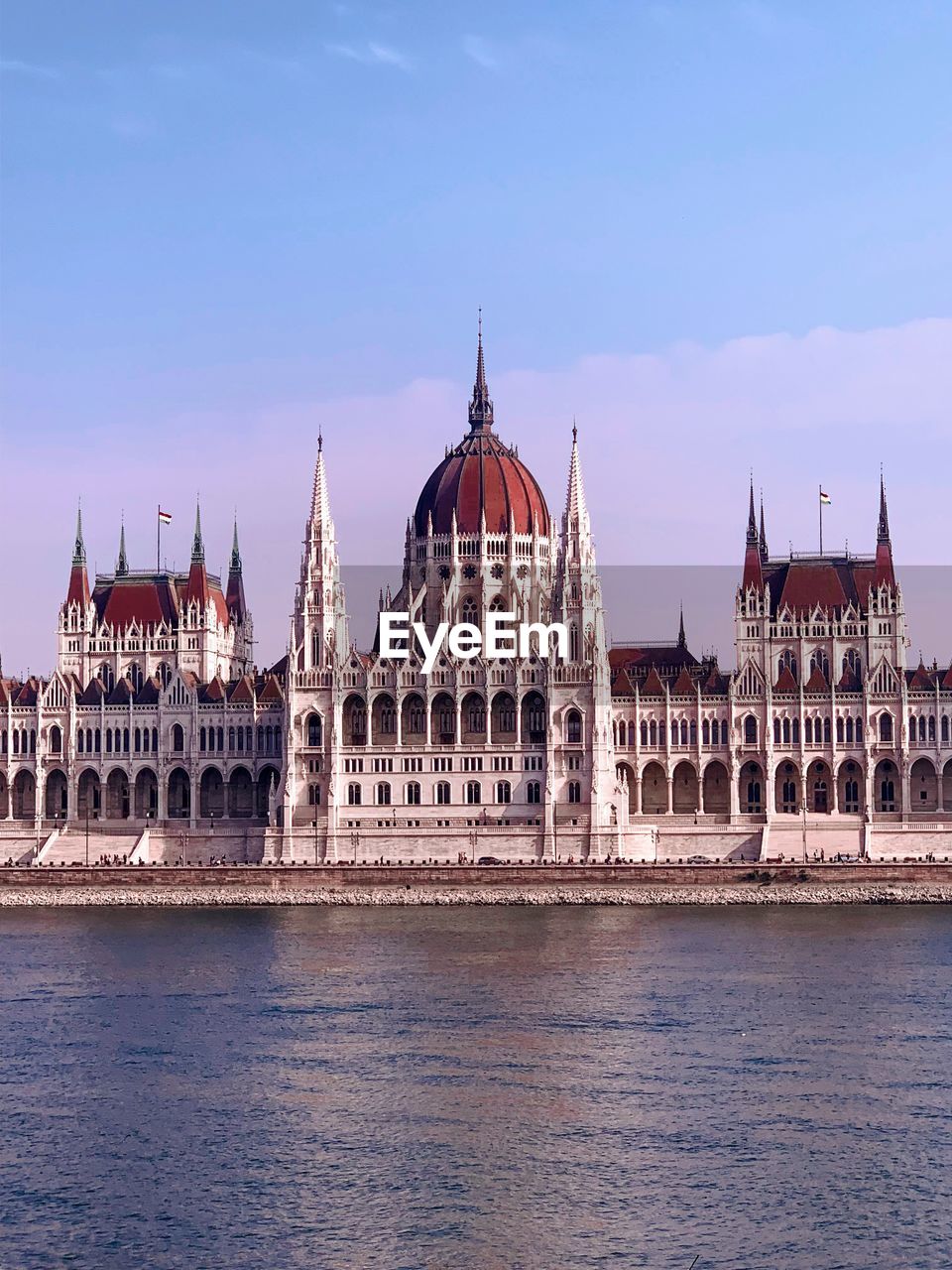 View of the river danube over the parlament buildings in budapest, hungary