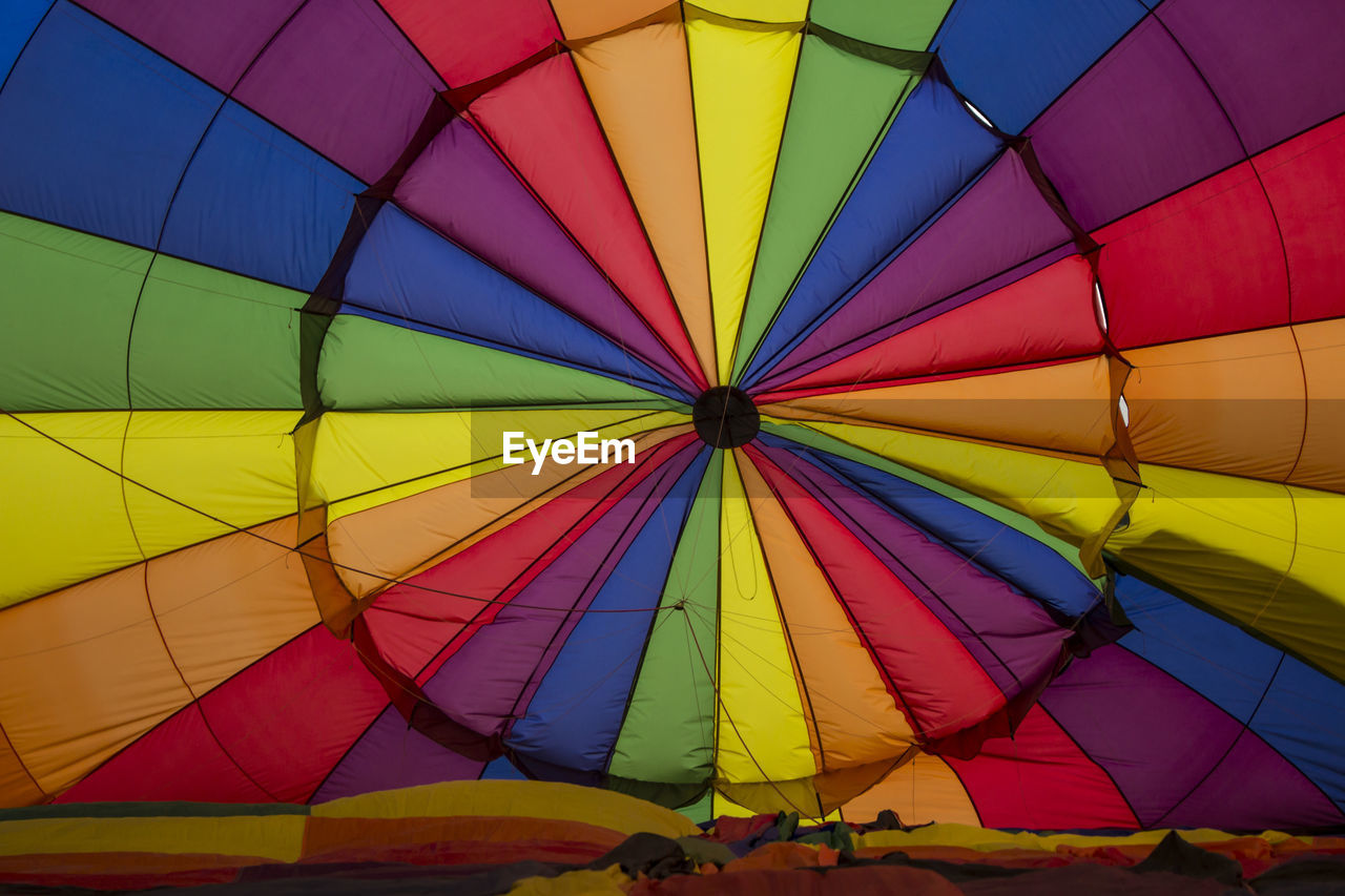 Full frame shot of colorful hot air balloon