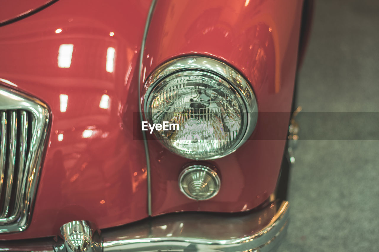 High angle view of old-fashioned car on road