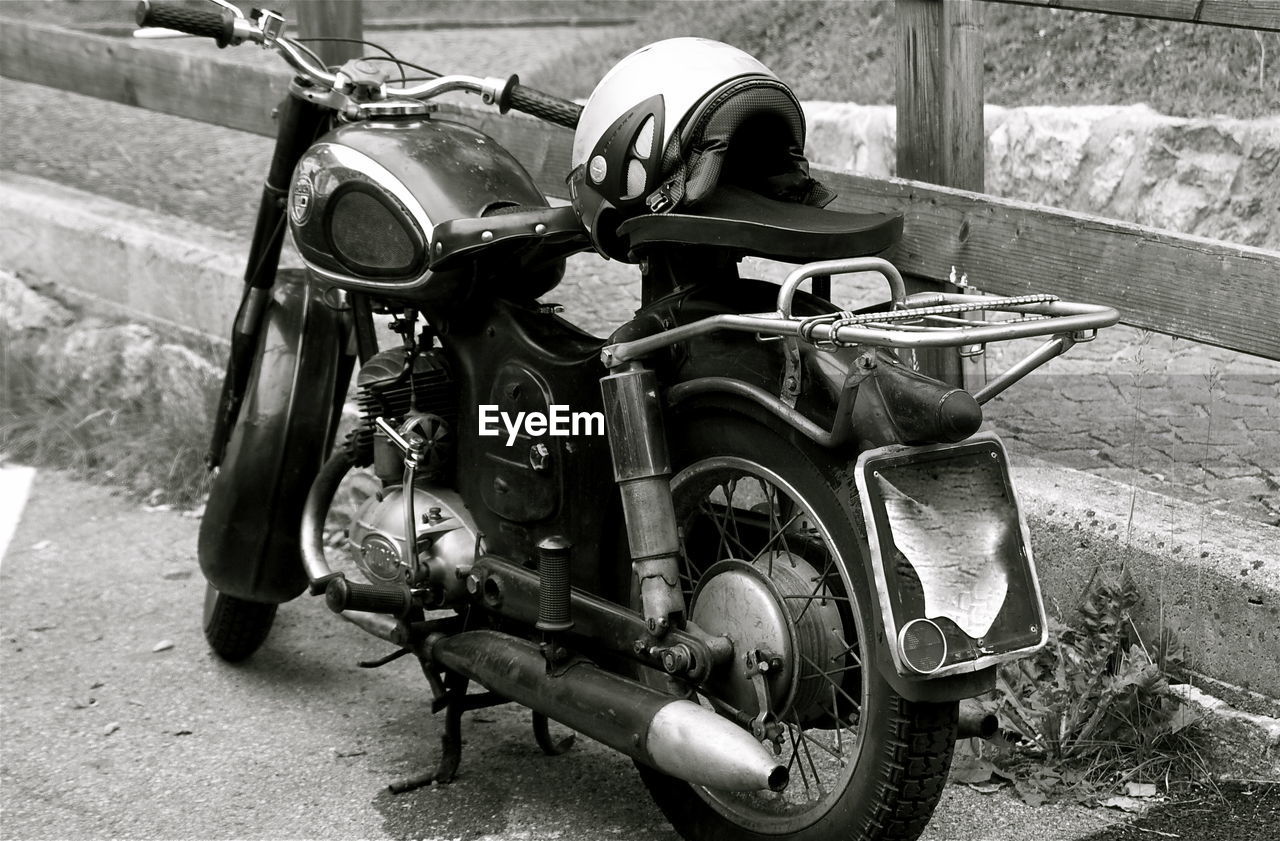 Motorcycle on sidewalk