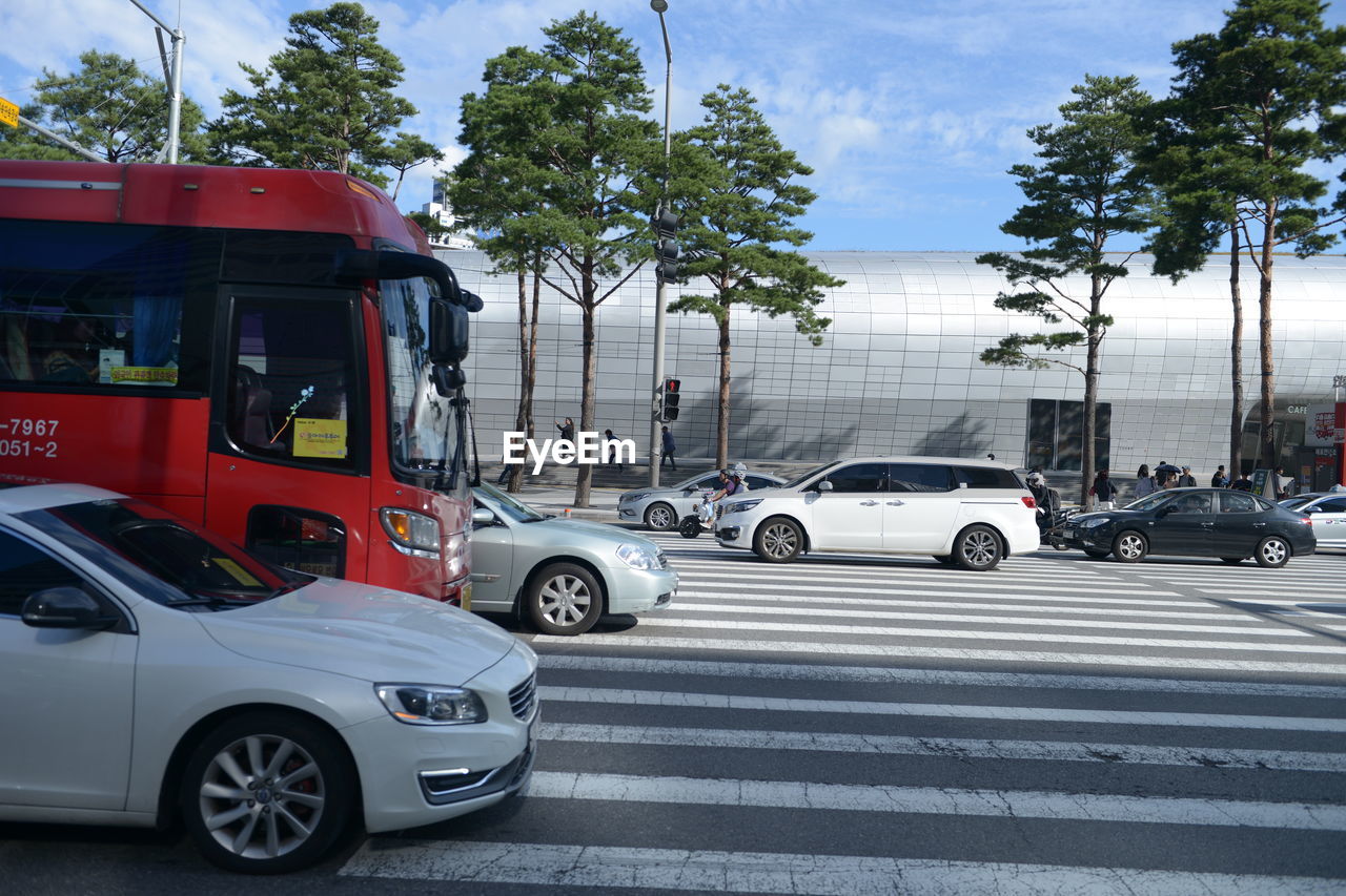 CARS ON ROAD AGAINST SKY