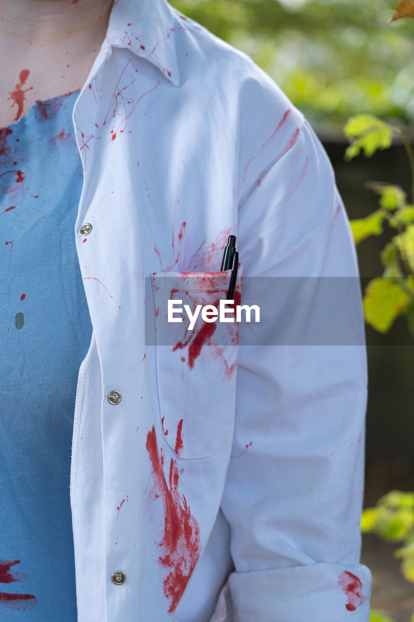 Bloodied clothes of a woman
