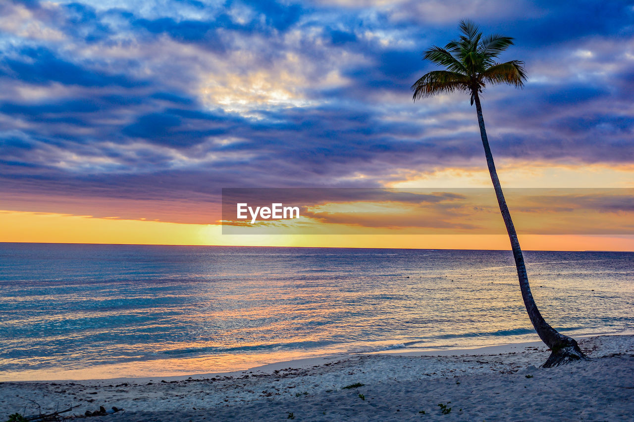 Scenic view of sea against dramatic sky