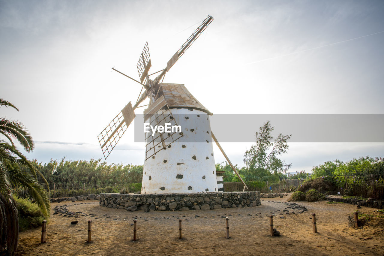 View on windmill of el cotillo, molino de el roque, in fuerteventura, canary islands in spain