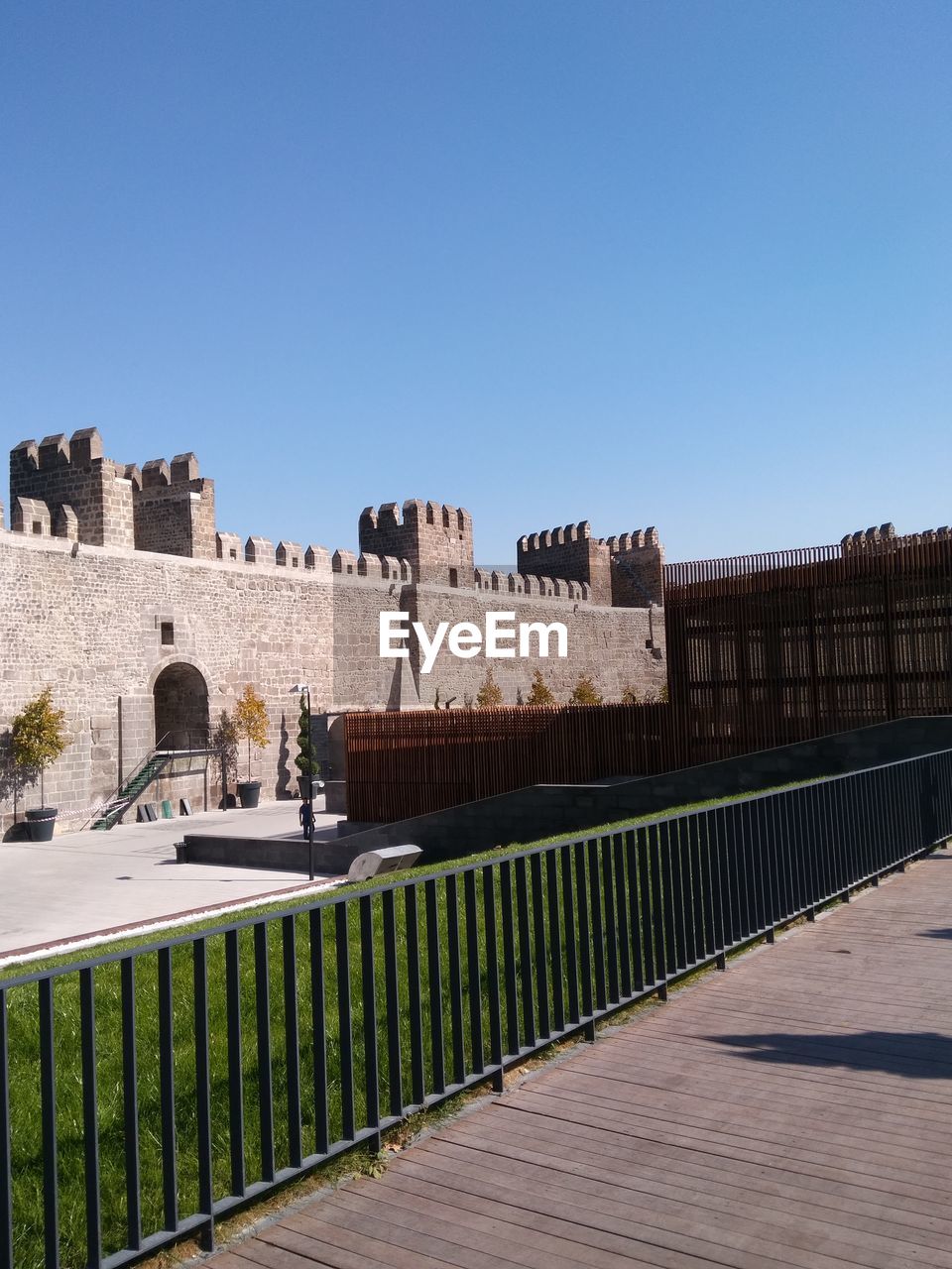 View of fort against clear blue sky