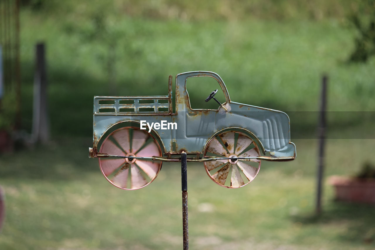 Close-up of truck wind spinner 